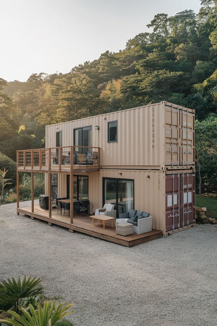 The Meridian two-story stacked container home