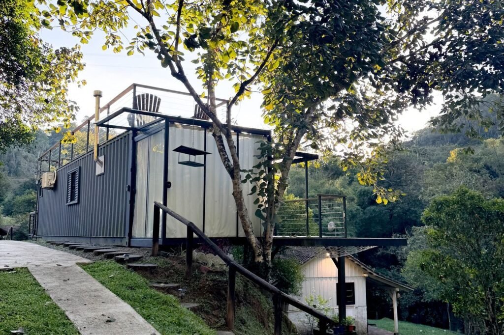 Container home on a hillside