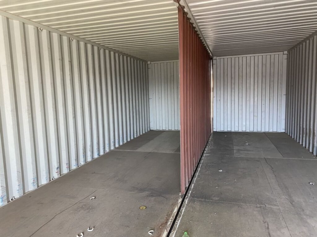 Empty 40-foot container shell interior