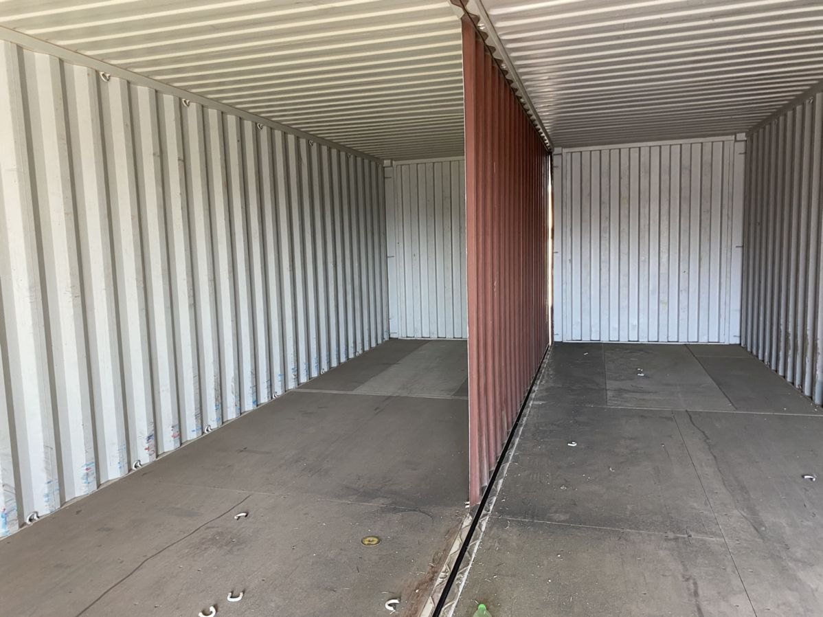 Empty 40-foot container shell interior